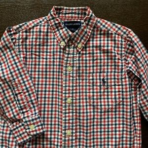 RALPH LAUREN 2T long sleeve button down shirt red & blue checkered toddler kids
